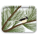 Chickadee birchwood decorative serving tray large 16.5x12.5 inch by Kate Nelligan - Trays4Us