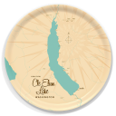 Cle Elum Lake WA birchwood decorative serving tray round 15.7 inch by Lakebound - Trays4Us