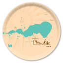 Clear Lake IA birchwood decorative serving tray round 15.7 inch by Lakebound - Trays4Us