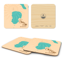 Clear Lake MN birchwood 4x4 inch decorative coaster set by Lakebound - Trays4Us