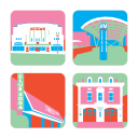 Cleveland Park birchwood 4x4 inch decorative coaster set by Ale Rodriguez-Gitler - Trays4Us