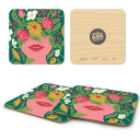 DMV Girl birchwood 4x4 inch decorative coaster set by Ale Rodriguez-Gitler - Trays4Us