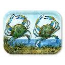 Dancing Crabs birchwood decorative serving tray medium 11x8 inch by Donna Elias - Trays4Us