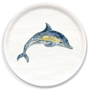 Dolphin birchwood decorative serving tray round 15.7 inch by Valerie Paul - Trays4Us