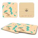 Duun Lake WI birchwood 4x4 inch decorative coaster set by Lakebound - Trays4Us