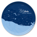 El Salvador Navy birchwood decorative serving tray round 15.7 inch by Lakebound - Trays4Us