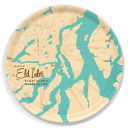 Eld Inlet WA birchwood decorative serving tray round 15.7 inch by Lakebound - Trays4Us