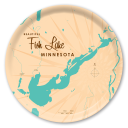 Fish Lake MN birchwood decorative serving tray round 15.7 inch by Lakebound - Trays4Us