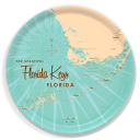 Florida Keys FL birchwood decorative serving tray round 15.7 inch by Lakebound - Trays4Us