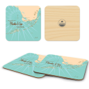 Florida Keys FL birchwood 4x4 inch decorative coaster set by Lakebound - Trays4Us