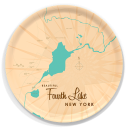 Fourth Lake NY (Warren County) birchwood decorative serving tray round 15.7 inch by Lakebound - Trays4Us