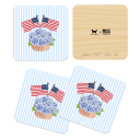 Freedom 250 Basket birchwood 4x4 inch decorative coaster set by Muddy Dog - Trays4Us