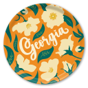 Georgia Cherokee Roses birchwood decorative serving tray round 15.7 inch by Ale Rodriguez-Gitler - Trays4Us