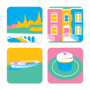 Georgetown birchwood 4x4 inch decorative coaster set by Ale Rodriguez-Gitler - Trays4Us