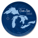 Great Lakes Navy birchwood decorative serving tray round 15.7 inch by Lakebound - Trays4Us