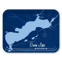 Green Lake WI - navy birchwood decorative serving tray large 16.5x12.5 inch by Lakebound - Trays4Us