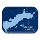 Green Lake WI - navy birchwood decorative serving tray medium 11x8 inch by Lakebound - Trays4Us