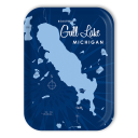 Gull Lake MI Navy birchwood decorative serving tray medium 11x8 inch by Lakebound - Trays4Us