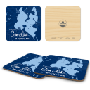 Gun Lake MI Navy birchwood 4x4 inch decorative coaster set by Lakebound - Trays4Us