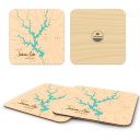 Jackson Lake GA birchwood 4x4 inch decorative coaster set by Lakebound - Trays4Us