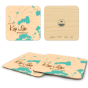 Kego Lake MN birchwood 4x4 inch decorative coaster set by Lakebound - Trays4Us