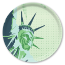 Liberty Face NY birchwood decorative serving tray round 15.7 inch by Alan Claude - Trays4Us