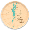 Lake Champlain NY birchwood decorative serving tray round 15.7 inch by Lakebound - Trays4Us