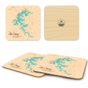 Lake Chatuge NC GA birchwood 4x4 inch decorative coaster set by Lakebound - Trays4Us