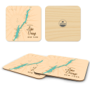 Lake George NY birchwood 4x4 inch decorative coaster set by Lakebound - Trays4Us