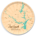 Lake Hartwell GA birchwood decorative serving tray round 15.7 inch by Lakebound - Trays4Us
