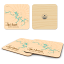 Lake Hiwassee NC birchwood 4x4 inch decorative coaster set by Lakebound - Trays4Us