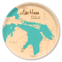 Lake Huron MI birchwood decorative serving tray round 15.7 inch by Lakebound - Trays4Us