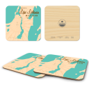 Lake Leelanau MI birchwood 4x4 inch decorative coaster set by Lakebound - Trays4Us