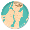 Lake Leelanau MI birchwood decorative serving tray round 15.7 inch by Lakebound - Trays4Us