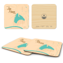 Lake Manawa IA birchwood 4x4 inch decorative coaster set by Lakebound - Trays4Us
