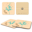 Lake Martin AL birchwood 4x4 inch decorative coaster set by Lakebound - Trays4Us