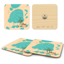 Lake Melissa MN birchwood 4x4 inch decorative coaster set by Lakebound - Trays4Us