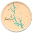 Lake Oconee GA birchwood decorative serving tray round 15.7 inch by Lakebound - Trays4Us