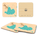 Lake Riley MN birchwood 4x4 inch decorative coaster set by Lakebound - Trays4Us