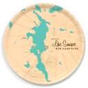 Lake Sunapee NH birchwood decorative serving tray round 15.7 inch by Lakebound - Trays4Us