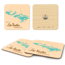 Lake Vermilion MN birchwood 4x4 inch decorative coaster set by Lakebound - Trays4Us