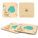 Lake Waconia MN birchwood 4x4 inch decorative coaster set by Lakebound - Trays4Us