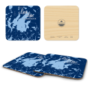 Leech Lake MN Navy birchwood 4x4 inch decorative coaster set by Lakebound - Trays4Us