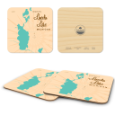 Lincoln Lake MI birchwood 4x4 inch decorative coaster set by Lakebound - Trays4Us