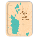 Lincoln Lake MI birchwood decorative serving tray large 16.5x12.5 inch by Lakebound - Trays4Us