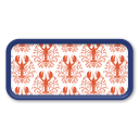 Lobster Damask Pattern - Red birchwood decorative serving tray Small 11x5 inch by Kate Nelligan - Trays4Us