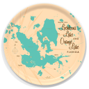 Lochloosa and Orange Lakes FL birchwood decorative serving tray round 15.7 inch by Lakebound - Trays4Us