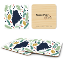 Maine Fresh birchwood 4x4 inch decorative coaster set by Jennifer Smelker - Trays4Us