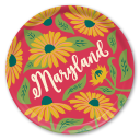Maryland Black-eyed Susans birchwood decorative serving tray round 15.7 inch by Ale Rodriguez-Gitler - Trays4Us