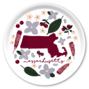 Massachussets Fresh birchwood decorative serving tray round 15.7 inch by Jennifer Smelker - Trays4Us